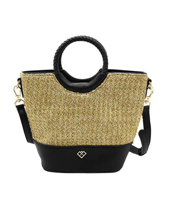 Woven Faux Leather Handbag view 