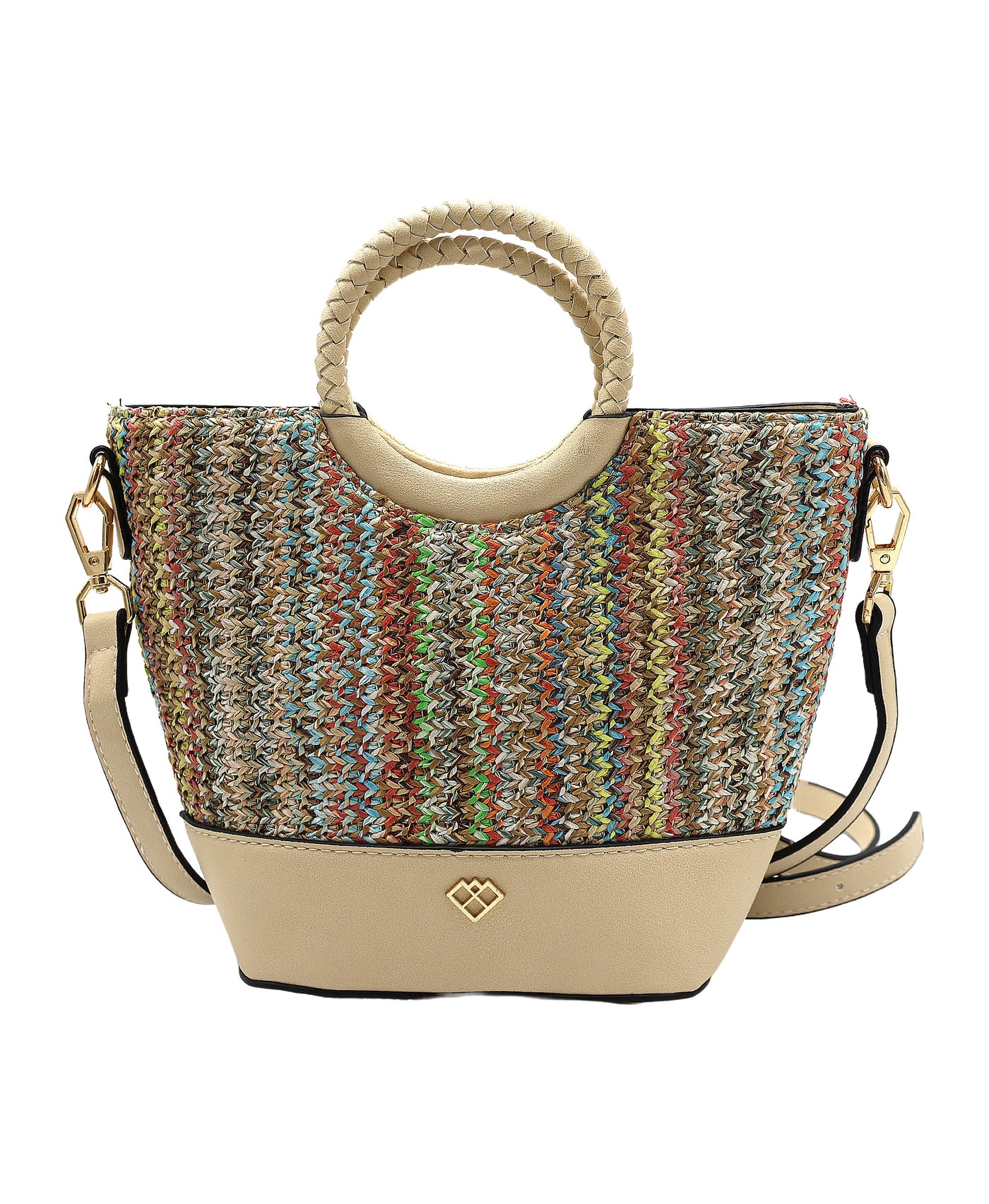 Woven Faux Leather Handbag view 1