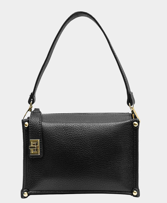 
Leather Square Crossbody Bag in BLACK view 1