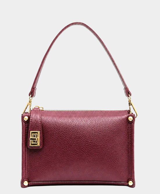 
Leather Square Crossbody Bag in MERLOT view 1