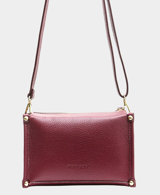 
Leather Square Crossbody Bag in MERLOT view 2
