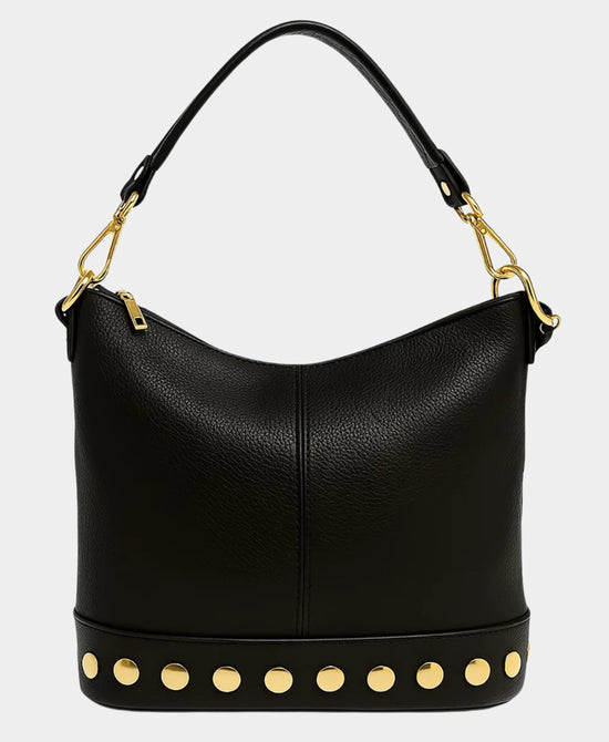 
Leather Hobo Bag w/ Studs in BLACK view 1