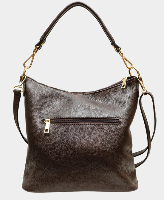 
Leather Hobo Bag w/ Studs in CHOCOLATE view 2