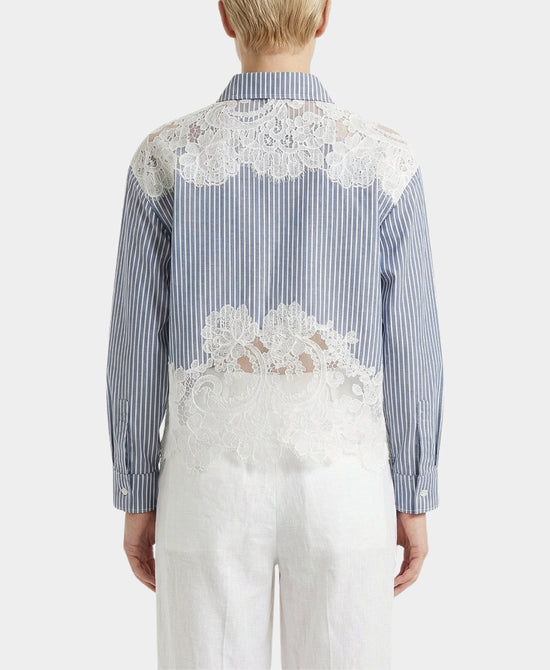 Stripe Blouse w/ Lace Trim view 2