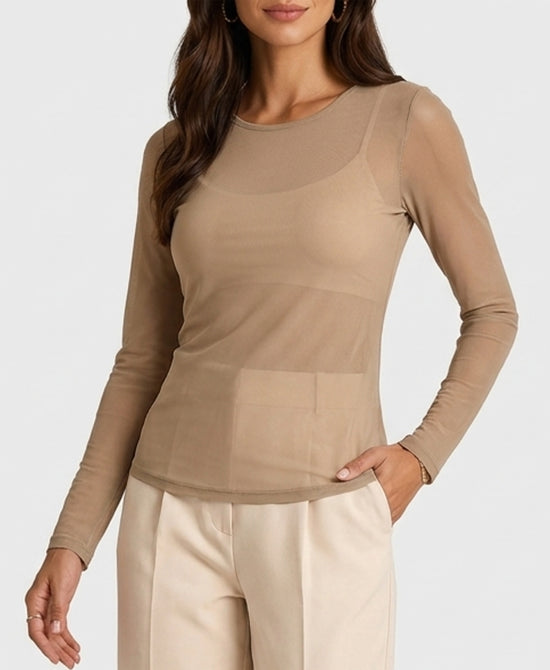 
Sheer Mesh Top in TAUPE view 1