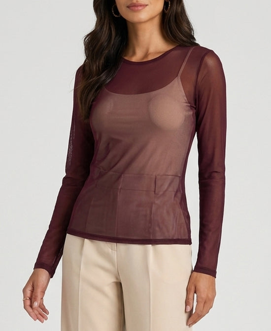 
Sheer Mesh Top in PLUM view 1