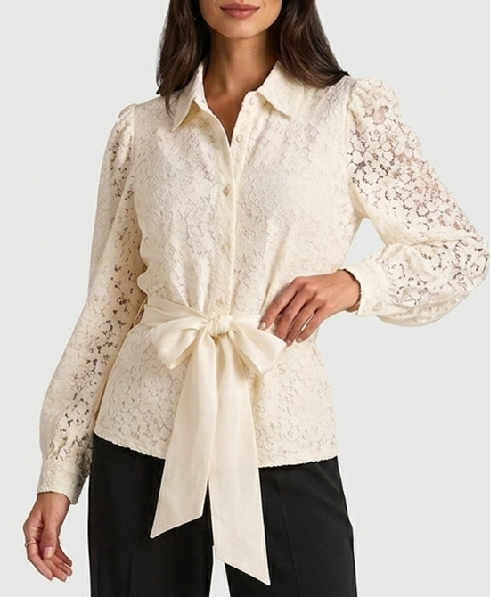 
Sheer Lace Blouse in CREAM view 1