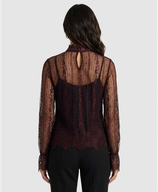 
Sheer Lace Blouse in PLUM view 2