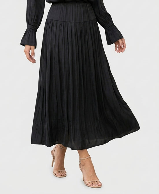 
Satin Maxi Skirt in BLACK view 1