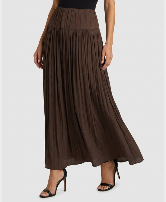 
Satin Maxi Skirt in BROWN view 1