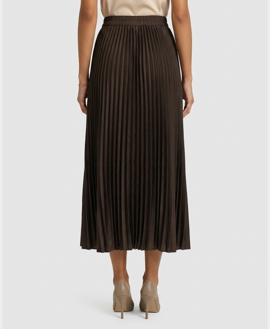 
Pleated Midi Skirt in BROWN view 2