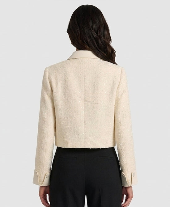 
Crop Tweed Jacket w/ Shimmer in CREAM view 2