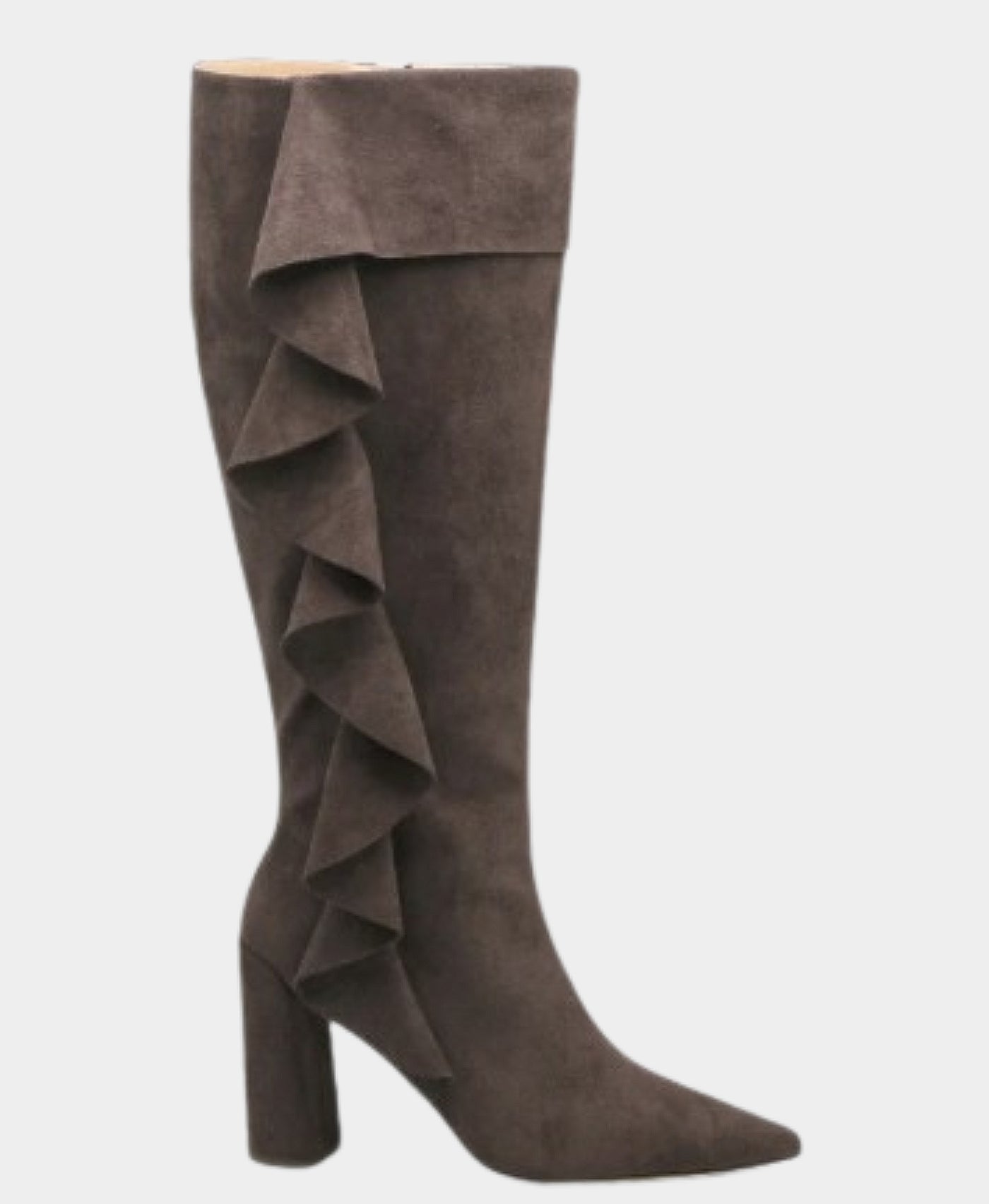 Faux Suede Knee High Boot w/ Ruffle Detail view 1