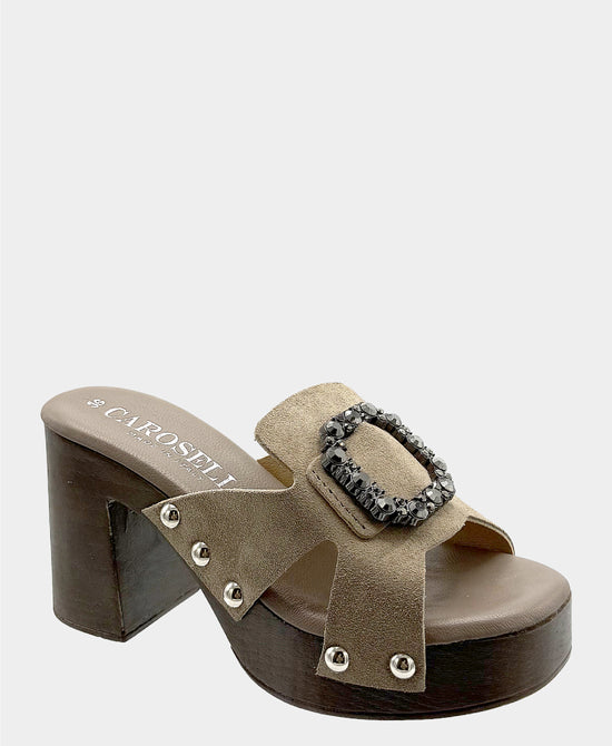 Leather Sandal w/ Crystal Buckle view 1
