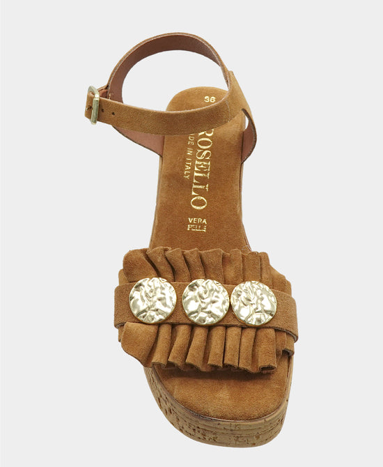 Suede Ruffle Coin Sandal view 2