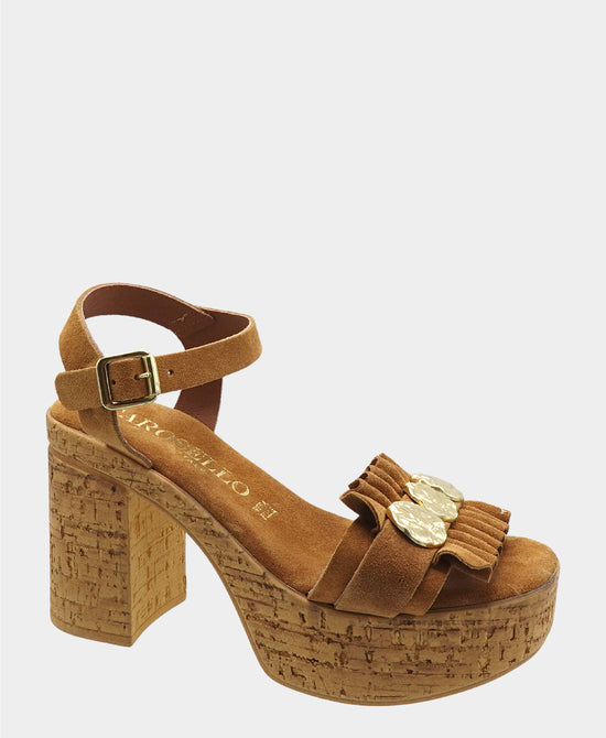 Suede Ruffle Coin Sandal view 1