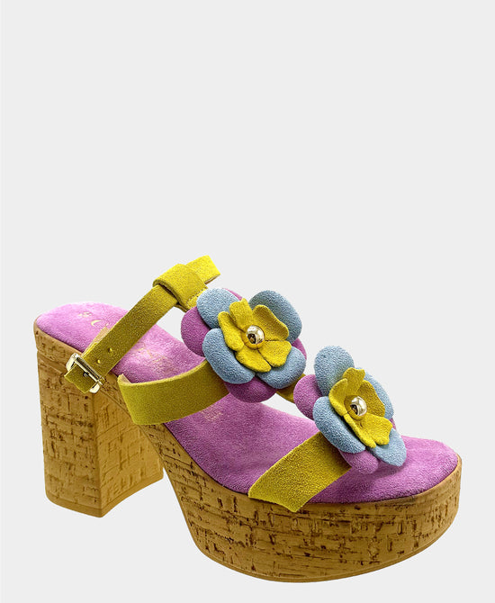 Suede Multicolor Flower Sandal view 1