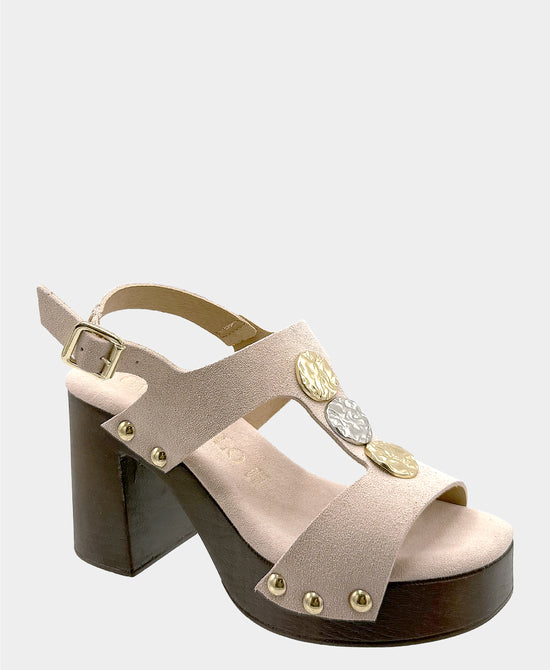 Suede Coin Sandal w/ Studs view 1