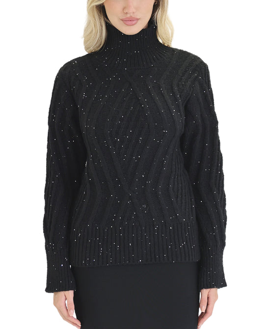 Cable Knit Sweater w/ Sequins view 