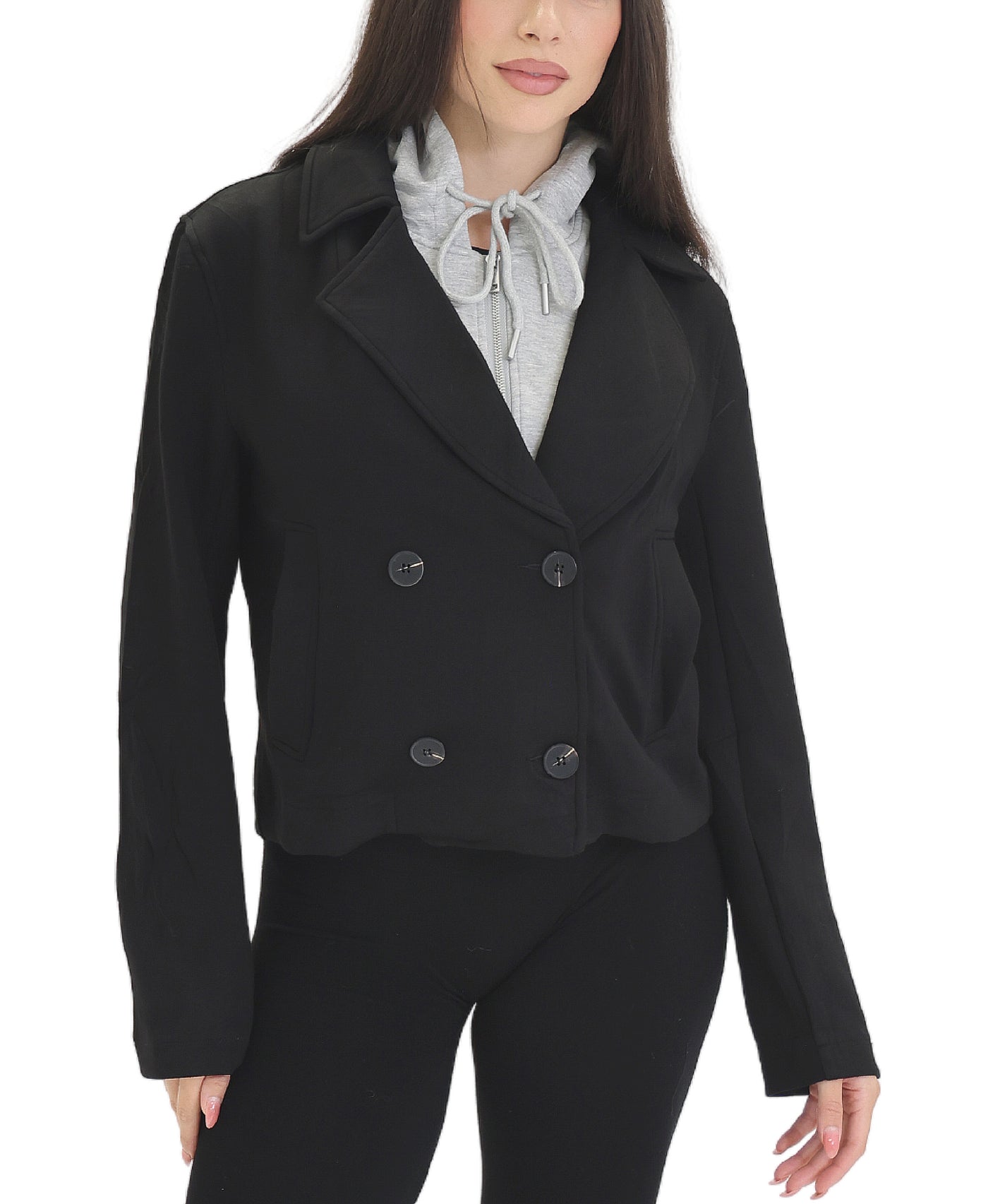 Blazer with hoodie attached womens best sale