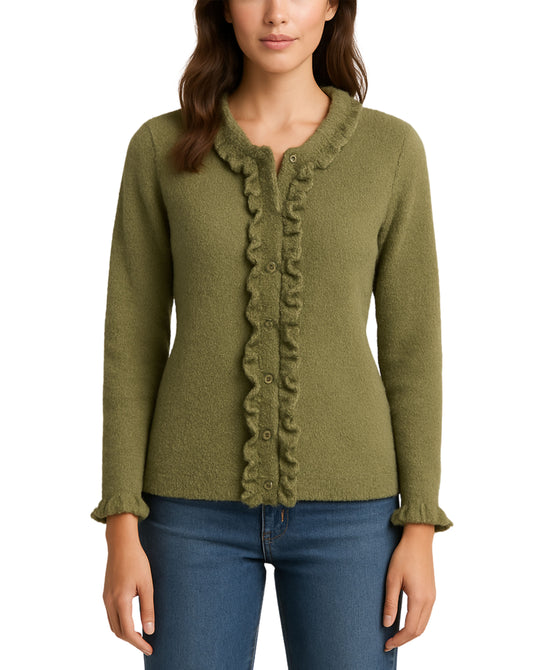 Fuzzy Cardigan w/ Ruffles view 