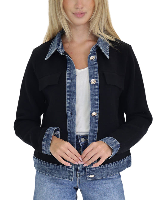 Knit Jacket w/ Denim Trim view 