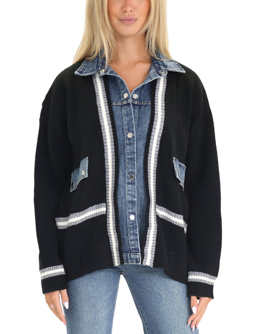 Mixed Media Denim & Knit Jacket view 