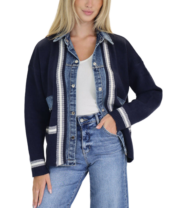 Mixed Media Denim & Knit Jacket view 