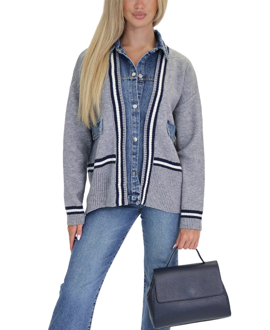 Mixed Media Denim & Knit Jacket view 