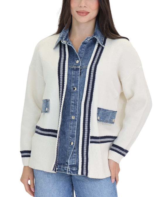Mixed Media Denim & Knit Jacket view 