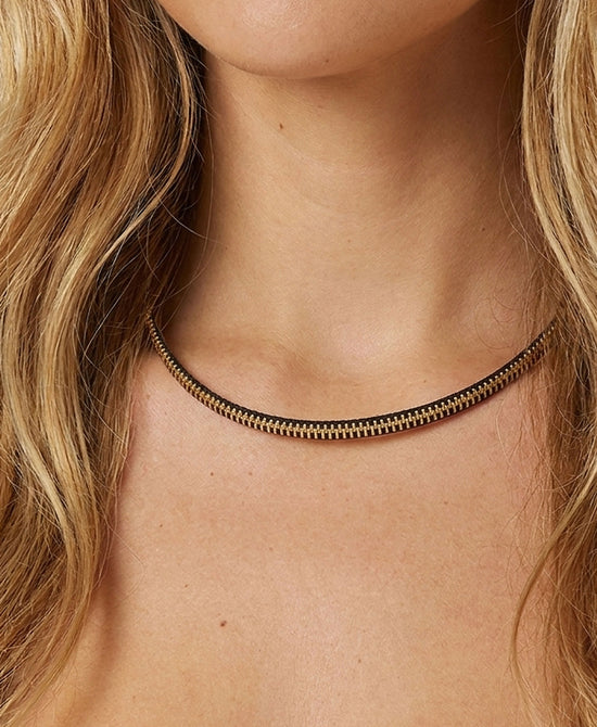 
Zipper Necklace in GOLD/BLACK view 1