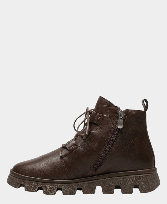 
Leather Lace Up Bootie in BROWN view 2