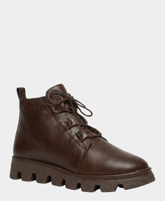 
Leather Lace Up Bootie in BROWN view 1