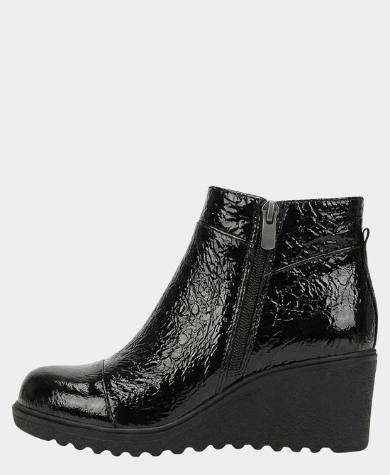 
Patent Leather Textured Wedge Bootie in BLACK view 2