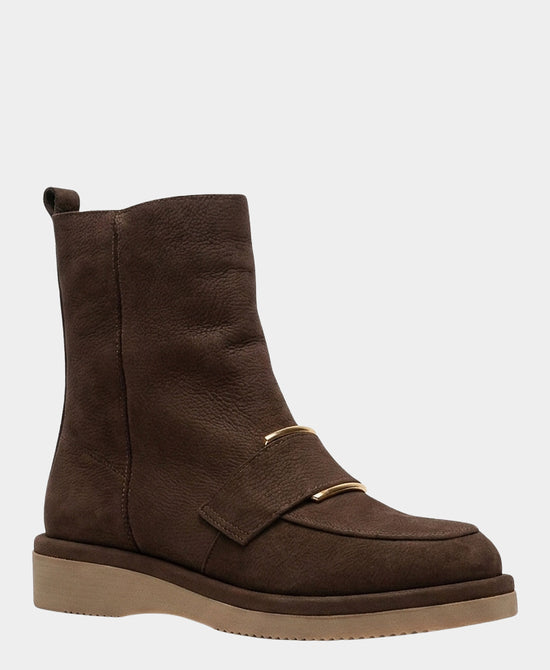 
Leather Buckle Boot in CHOCOLATE BROWN view 1