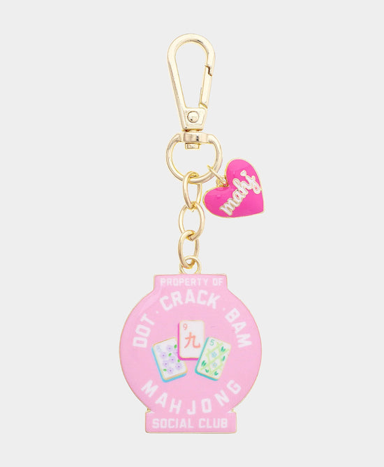 
"Dot Crack Bam Mahjong Social Club" Keychain/Bag Charm in LIGHT PINK view 1