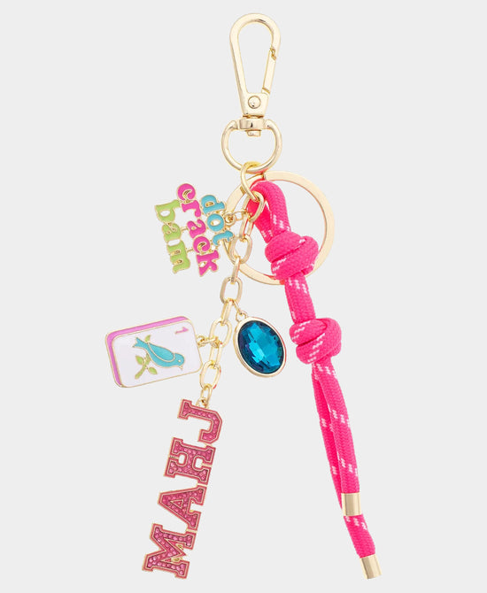 
"MAHJ Dot Crack Bam" Keychain/Bag Charm in PINK view 1