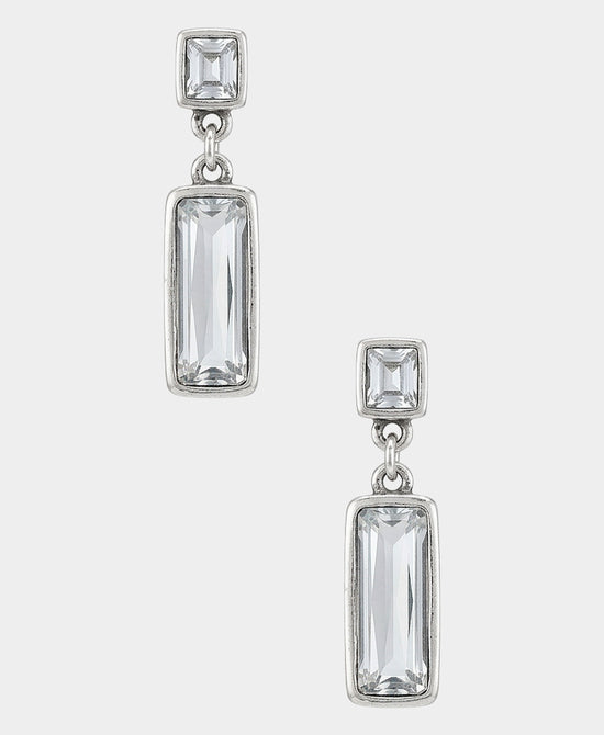 
Double Rectangle Stone Earrings in SILVER view 2