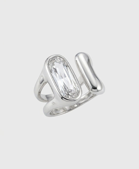 
Stone Cuffed Ring in SILVER view 2