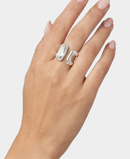 
Stone Cuffed Ring in SILVER view 1