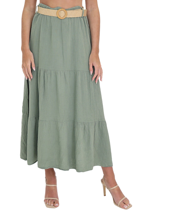 Cotton Tiered Maxi Skirt view 