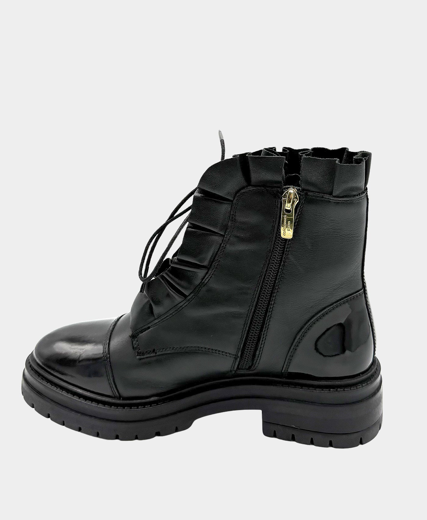 Leather Ruffle Lace Up Bootie view 2