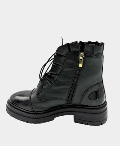 Leather Ruffle Lace Up Bootie image 2