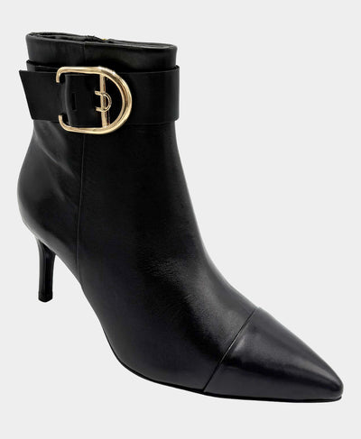 Leather Bootie w/ Gold Buckle Detail image 1
