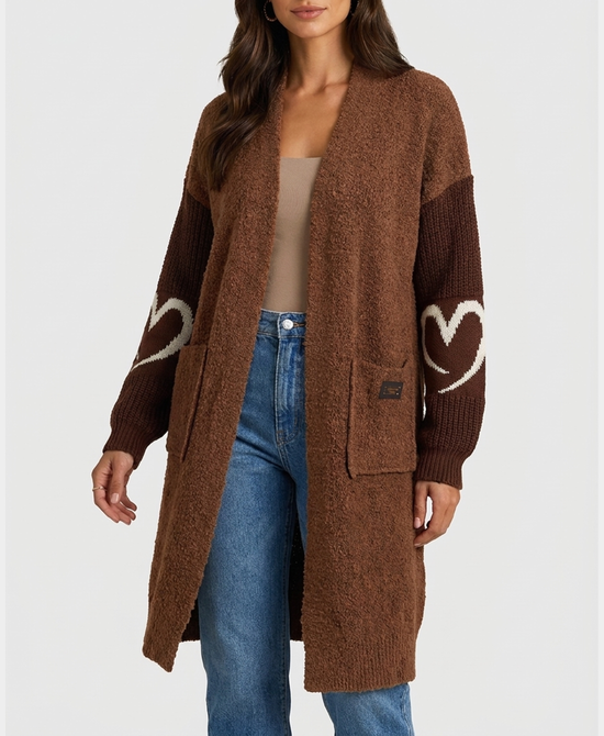 
Heart Long Cardigan in BROWN view 1