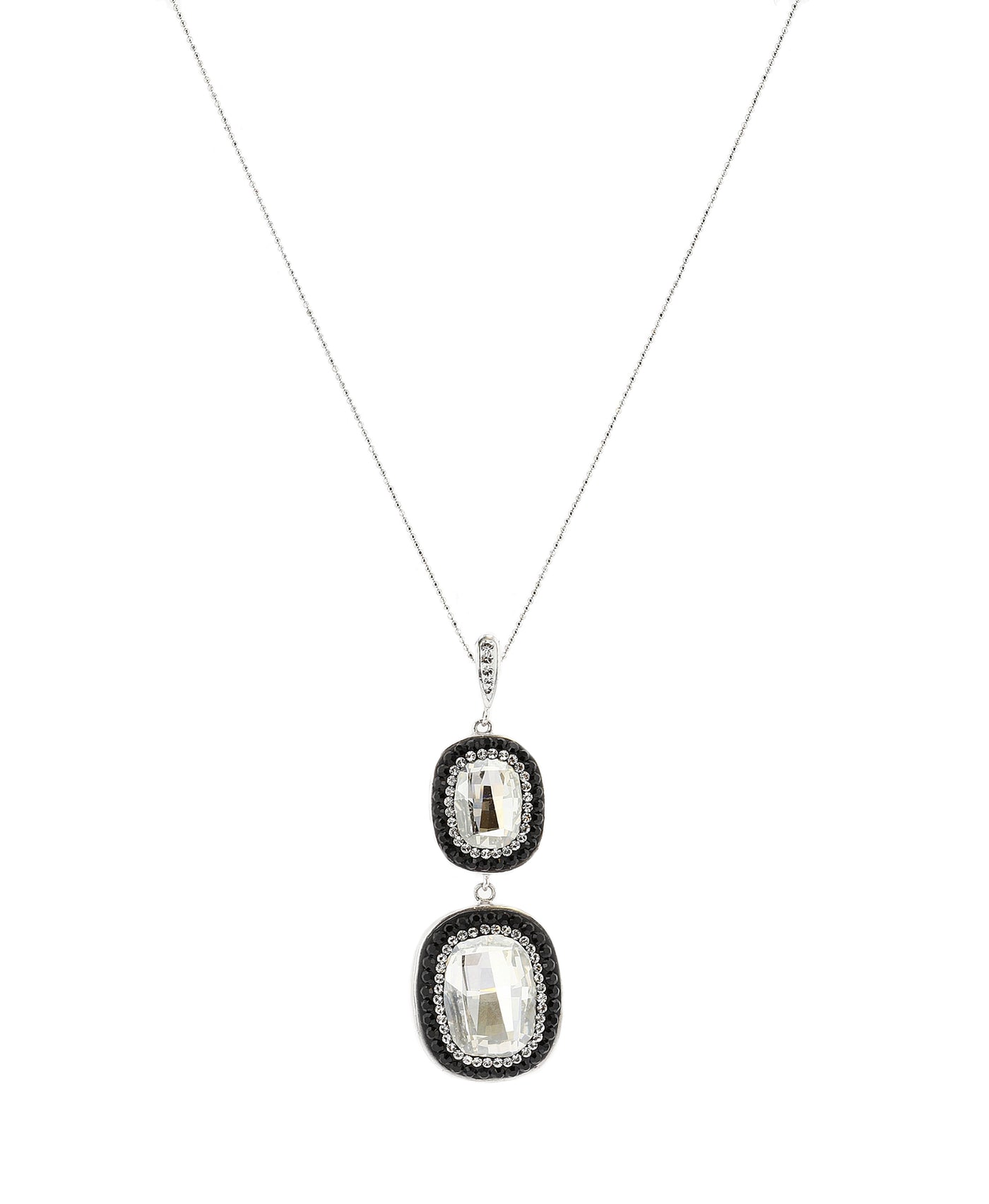 Double Genuine Crystal Pendant Necklace image 1