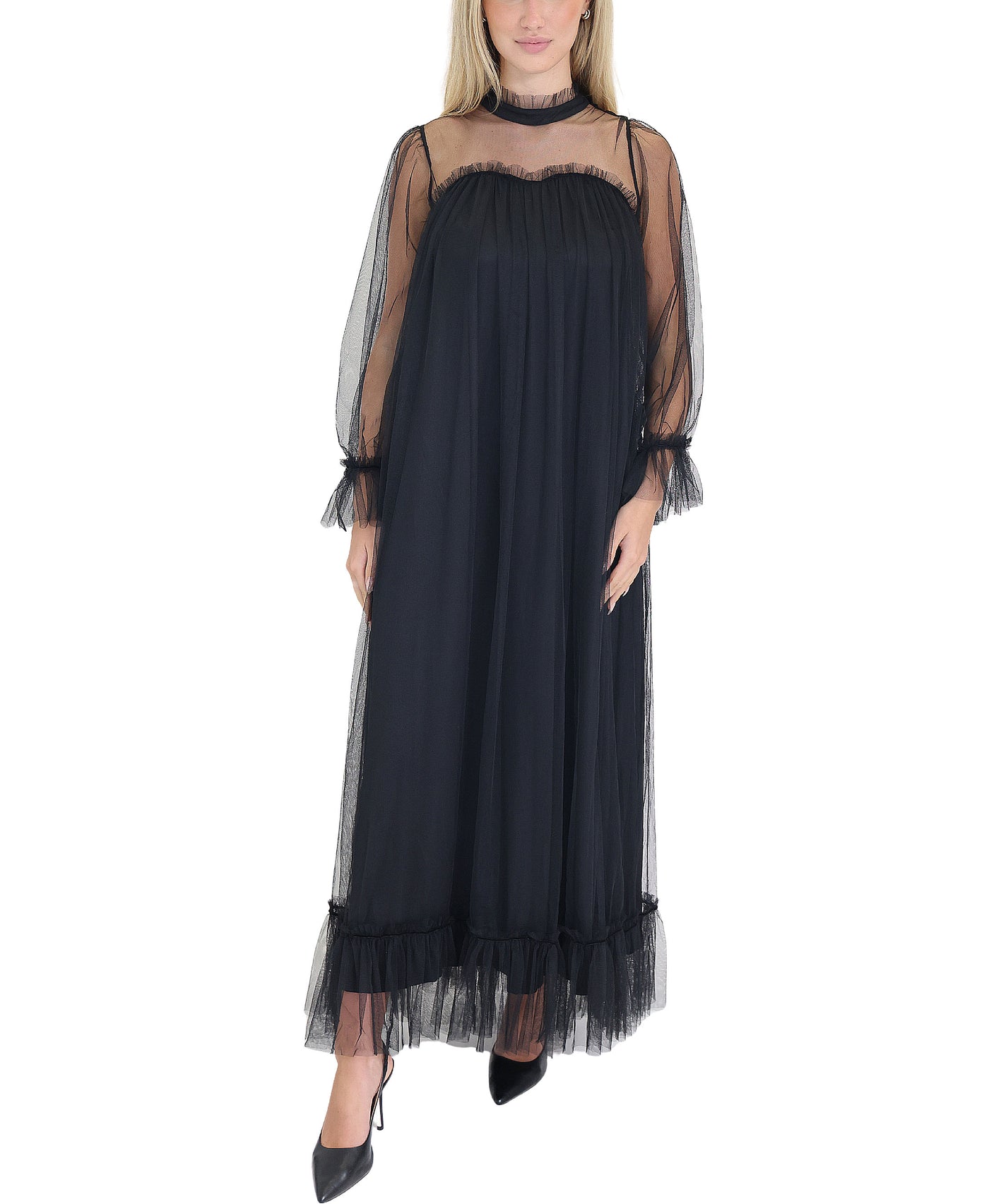 Mesh Maxi Dress w/ Tulle Details view 1