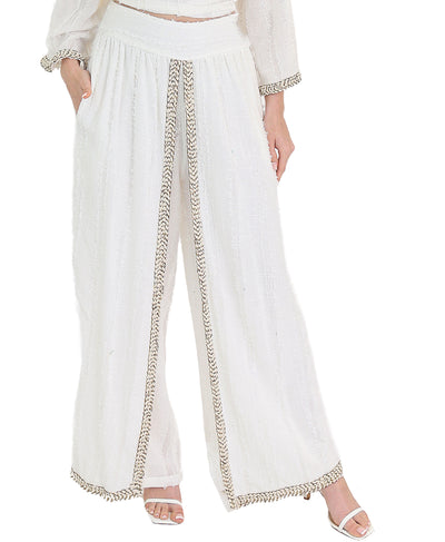 Frayed Pants w/ Metallic Trim image 1