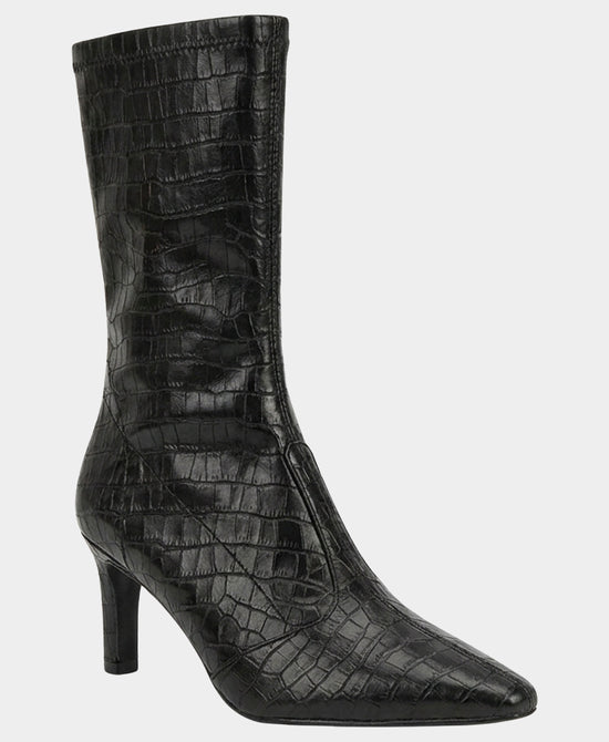 
Faux Leather Croc Print Boot in BLACK view 1