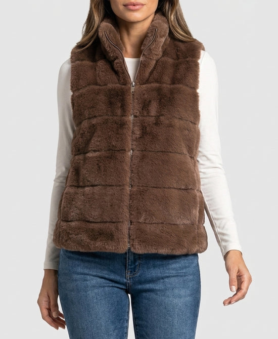 
Faux Fur Vest in LIGHT BRWON view 1